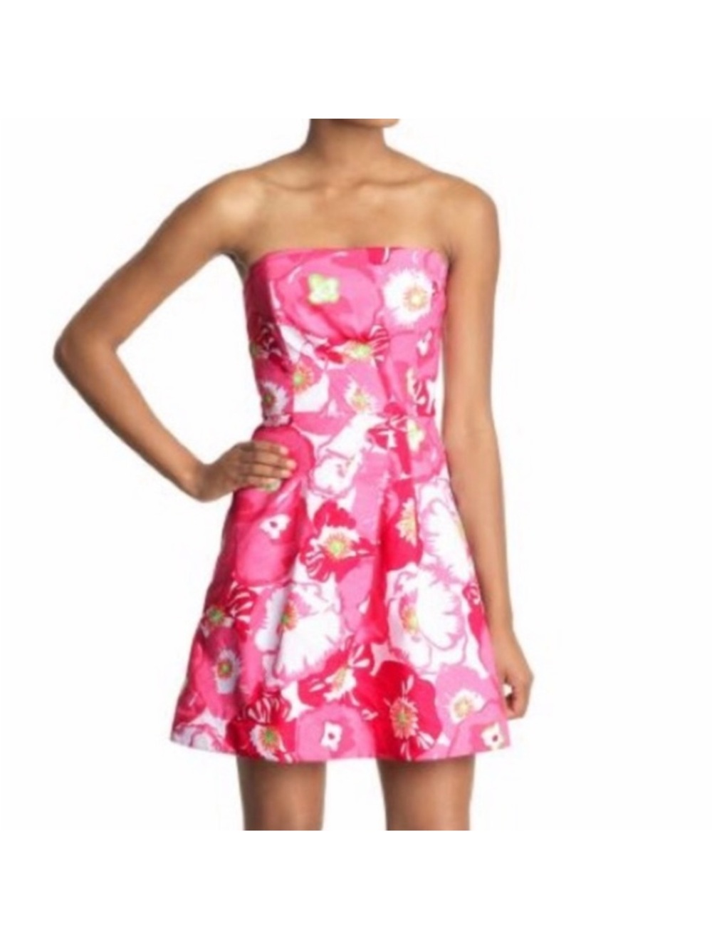 Lilly Pulitzer Floral Strapless Dress. 6 - Picture 3 of 7
